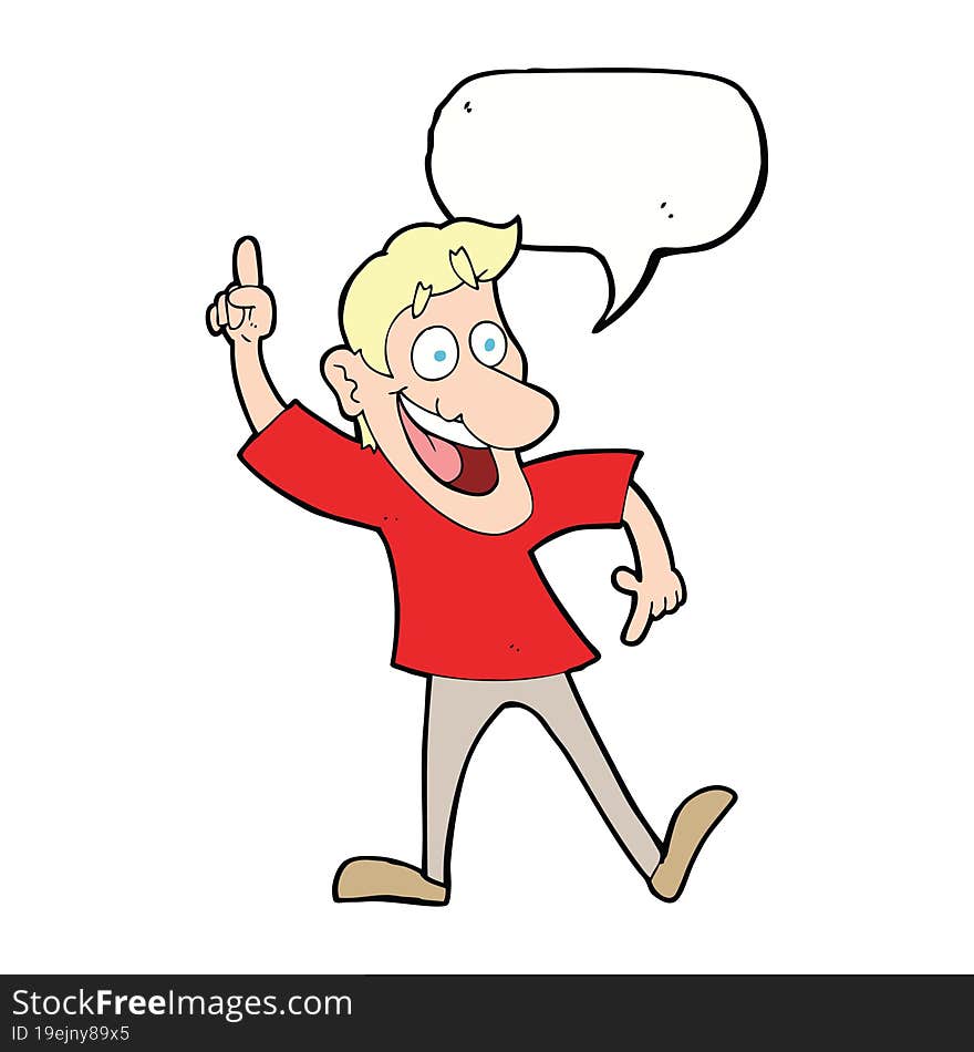 cartoon man with great idea with speech bubble