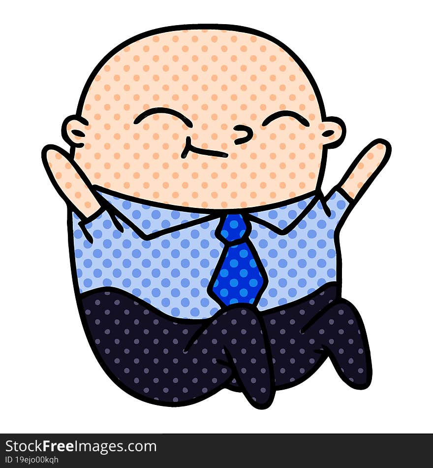 cartoon of kawaii bald man