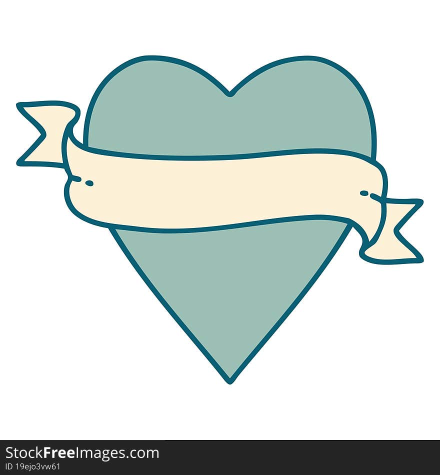 Tattoo Style Icon Of A Heart And Banner