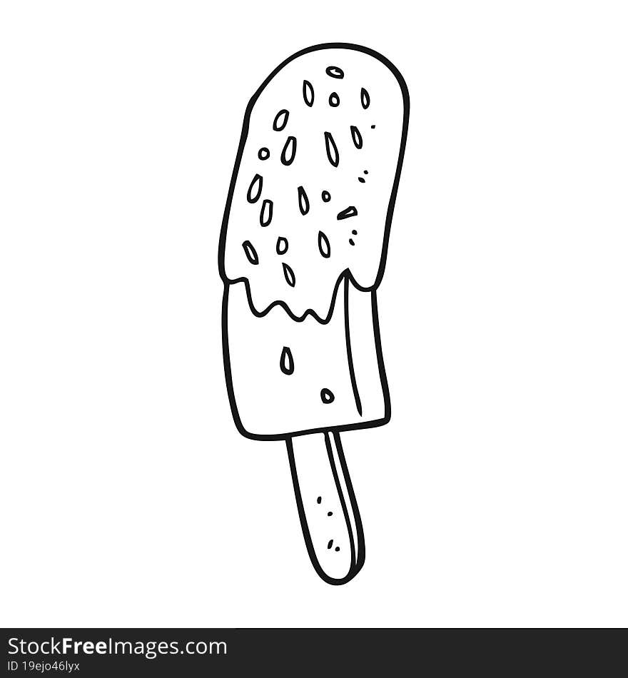 black and white cartoon ice lolly