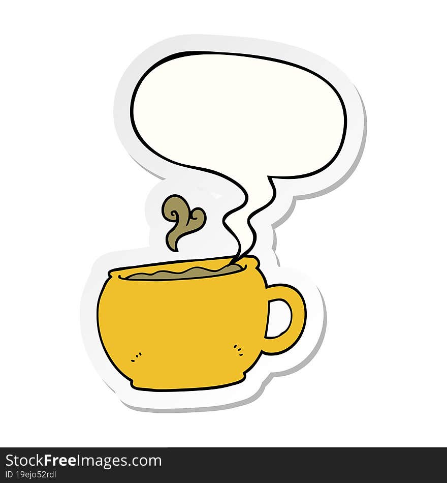 cartoon coffee cup and speech bubble sticker