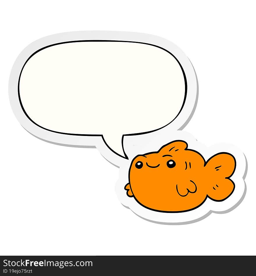 cartoon fish and speech bubble sticker