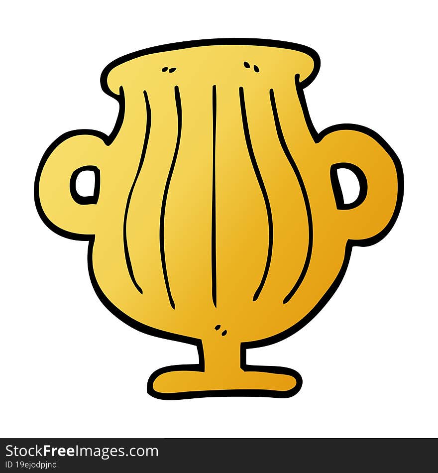 vector gradient illustration cartoon of a golden vase