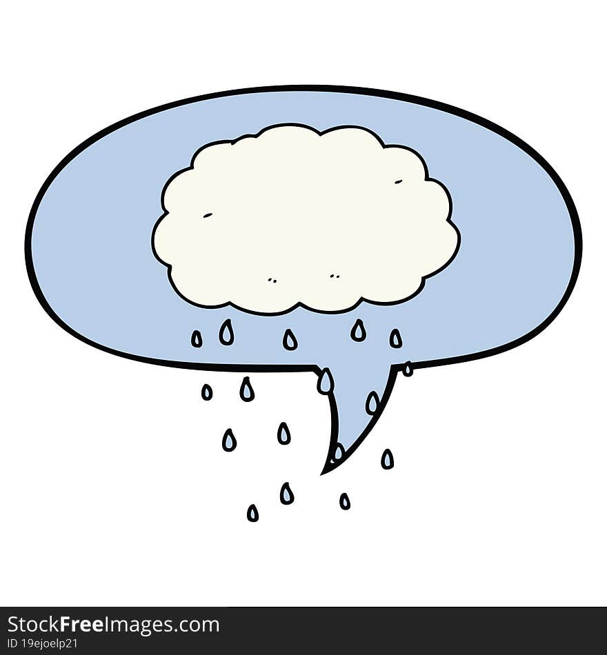 cartoon rain cloud and speech bubble