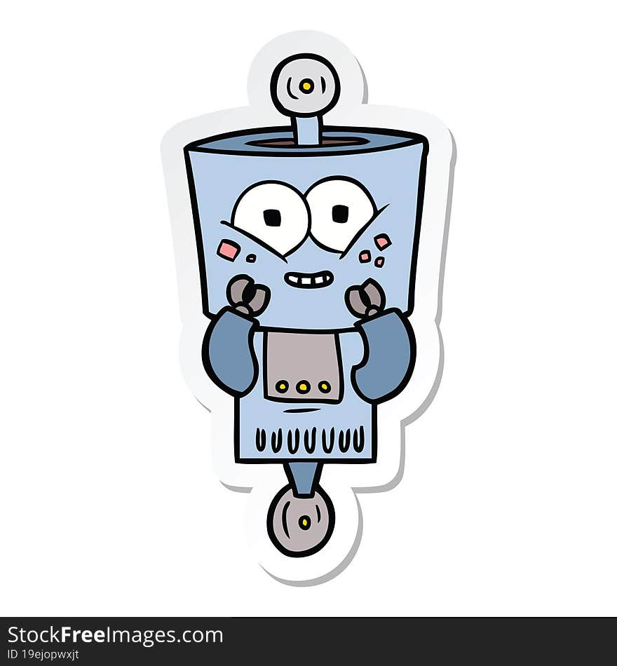 sticker of a happy cartoon robot