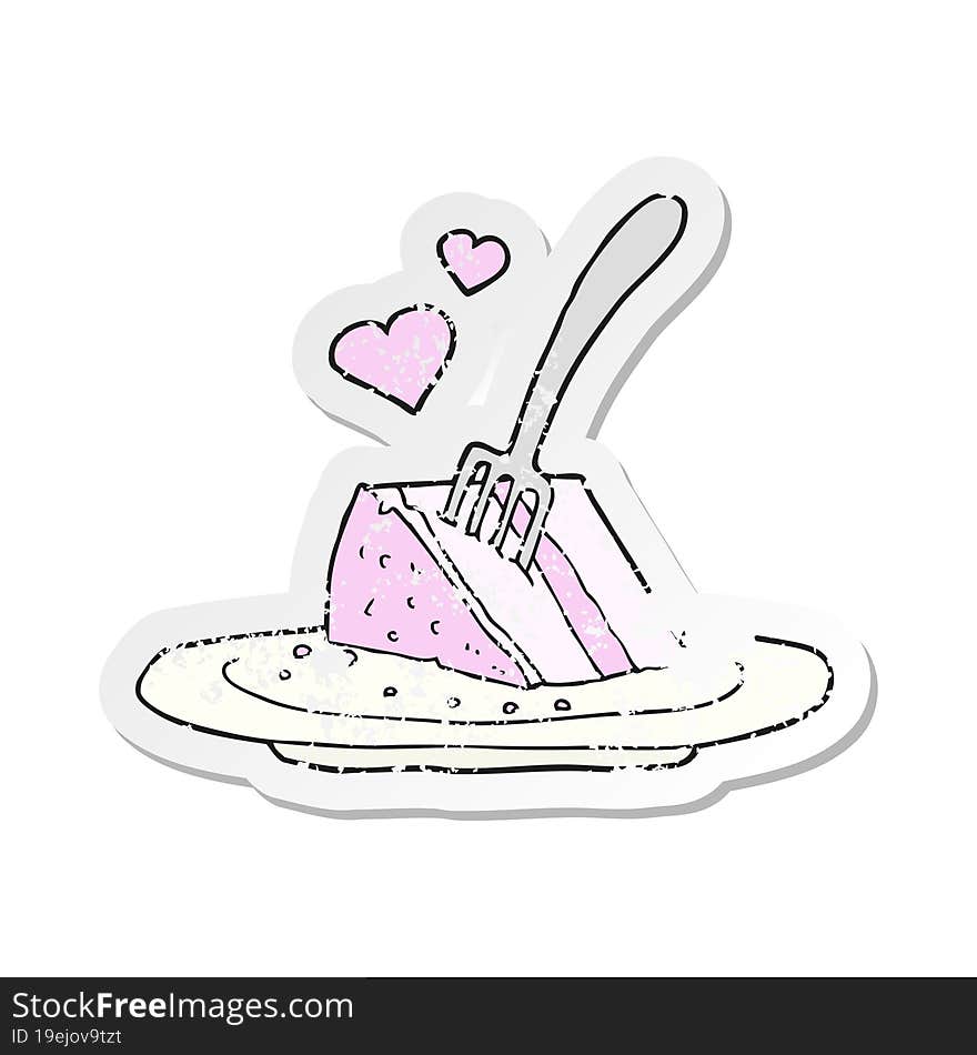 Retro Distressed Sticker Of A Cartoon Lovely Cake