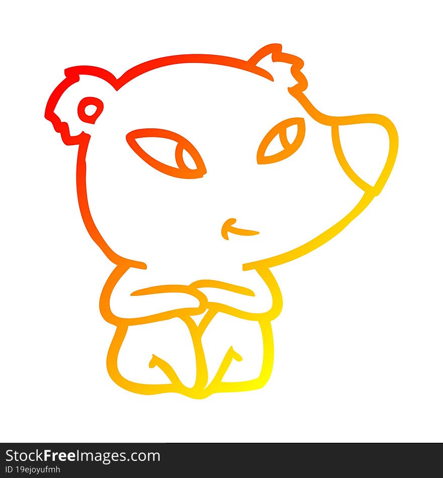 warm gradient line drawing cute cartoon bear