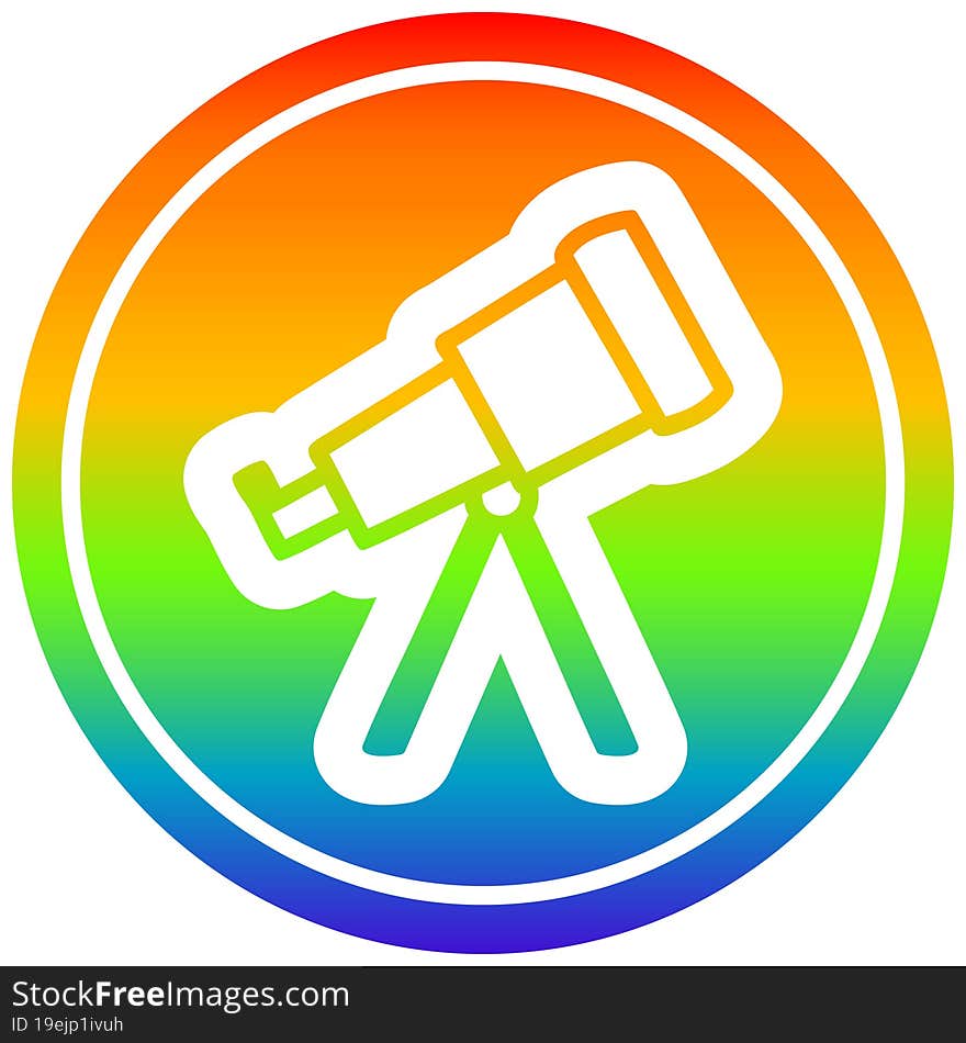 astronomy telescope circular in rainbow spectrum