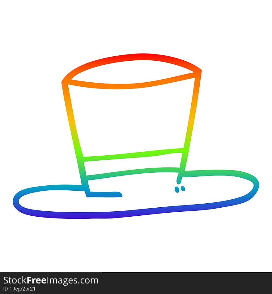 rainbow gradient line drawing cartoon top hat