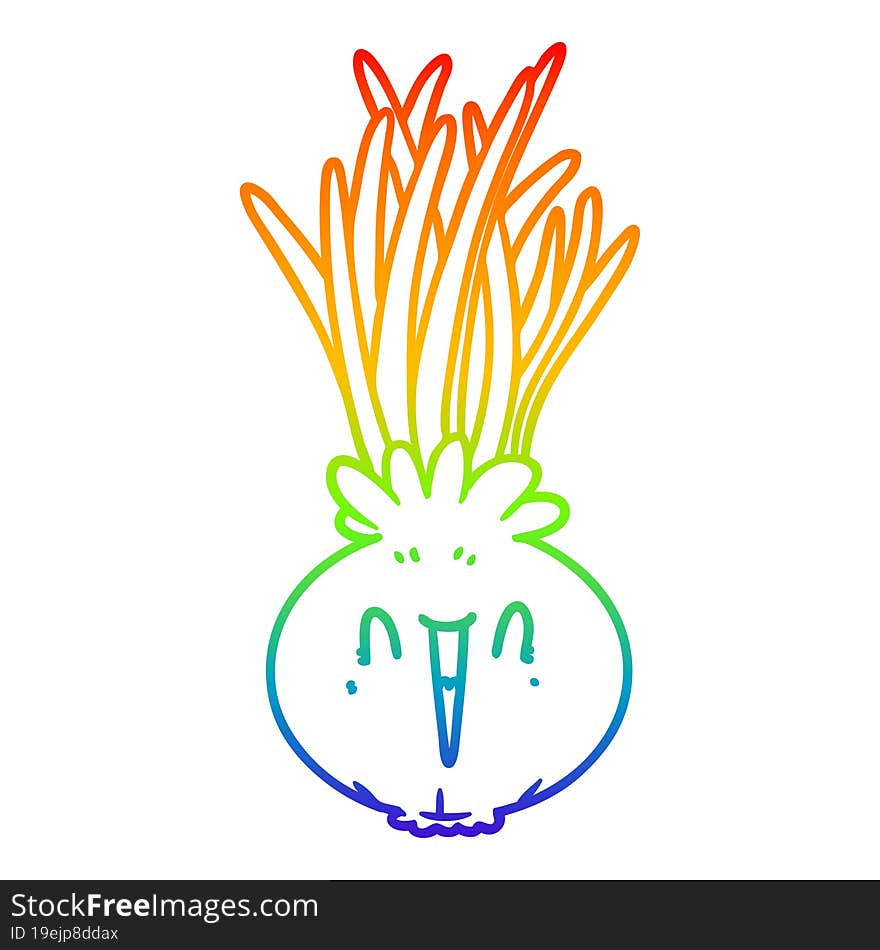 Rainbow Gradient Line Drawing Cartoon Onion