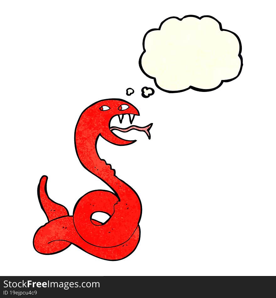 Cartoon Hissing Snake With Thought Bubble