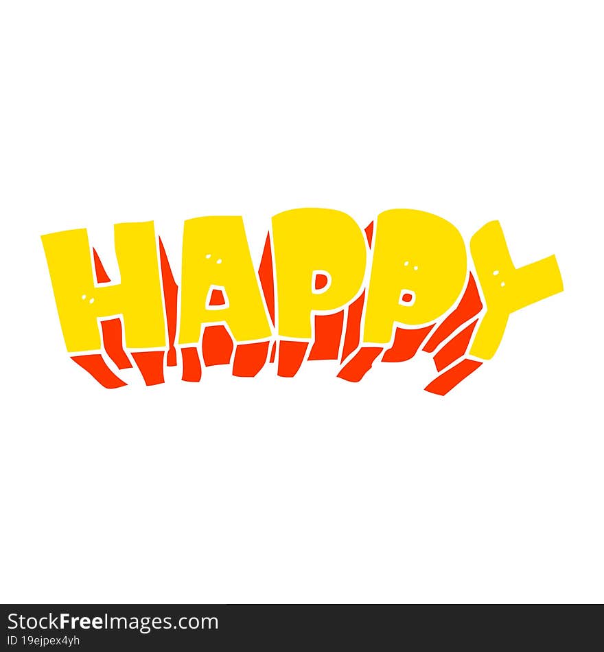 flat color illustration of a cartoon word happy