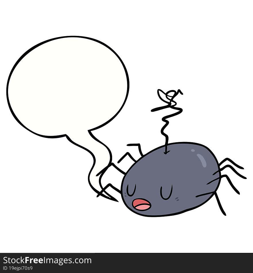 cartoon halloween spider and speech bubble