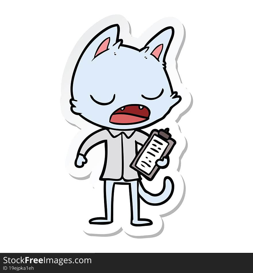 sticker of a talking cat boss