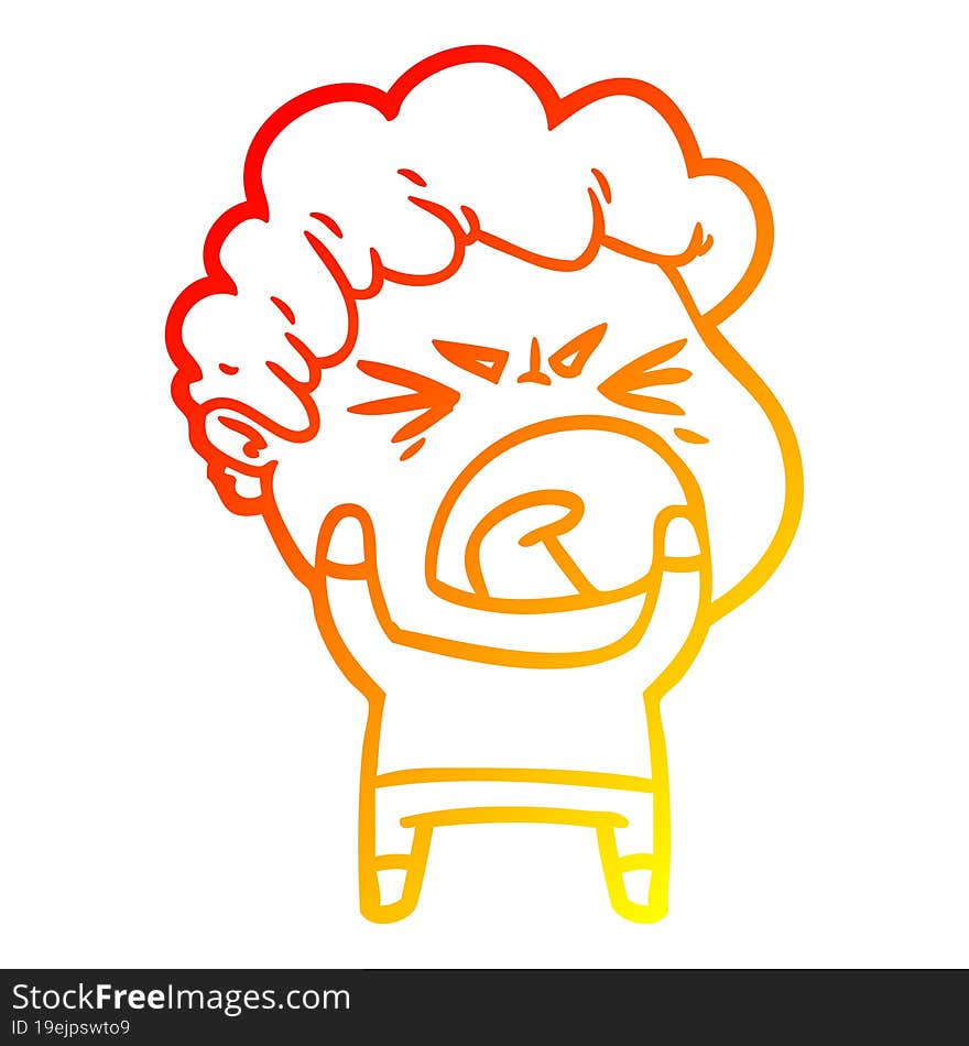 warm gradient line drawing cartoon furious man