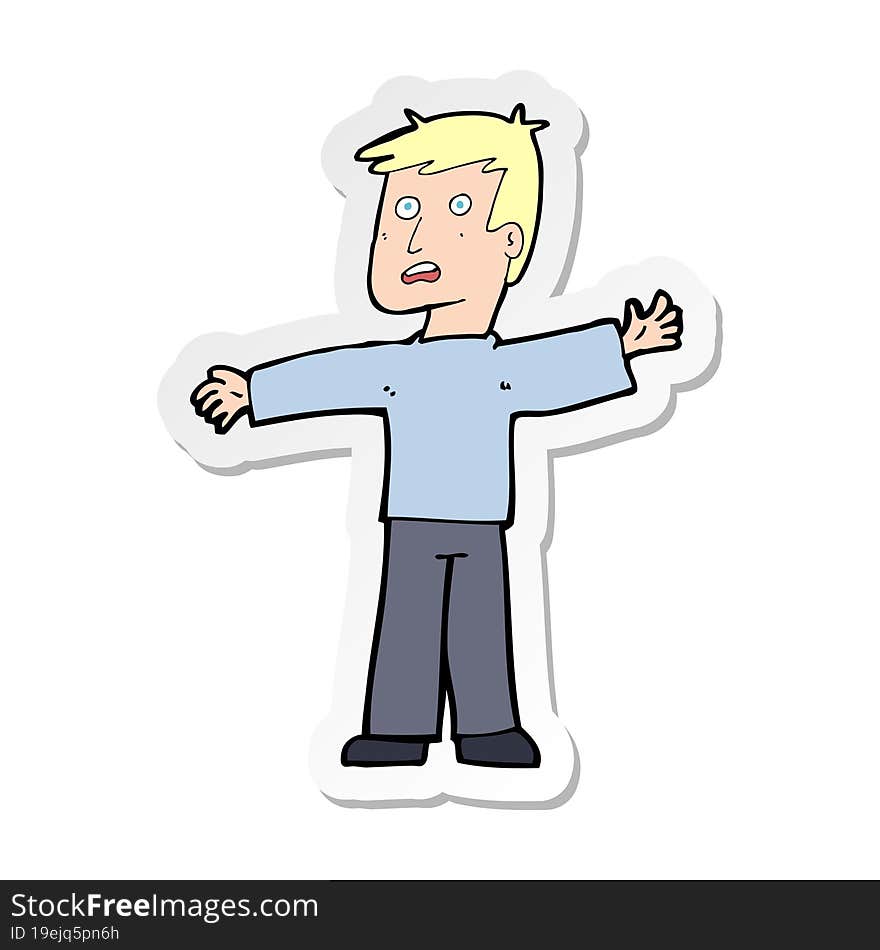 sticker of a cartoon surprised man