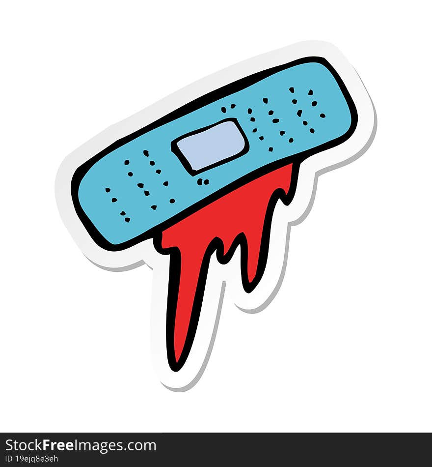 sticker of a cartoon bloody plaster