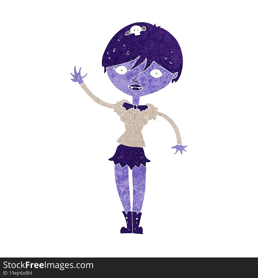 Cartoon Vampire Girl Waving