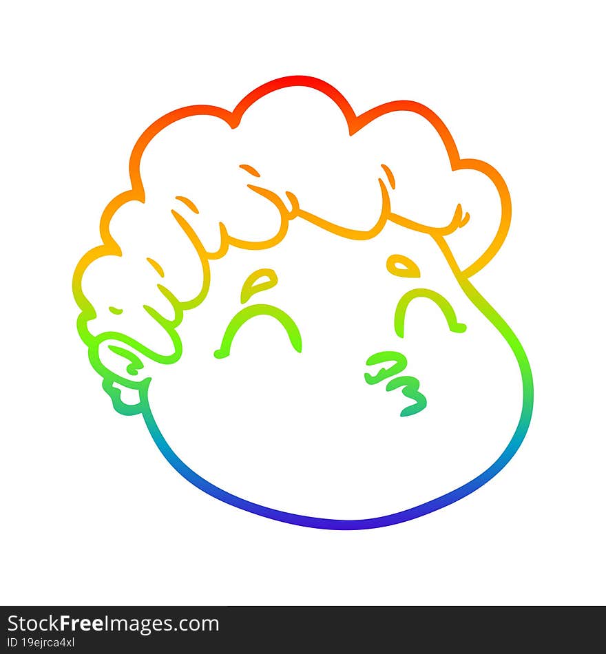 rainbow gradient line drawing cartoon male face