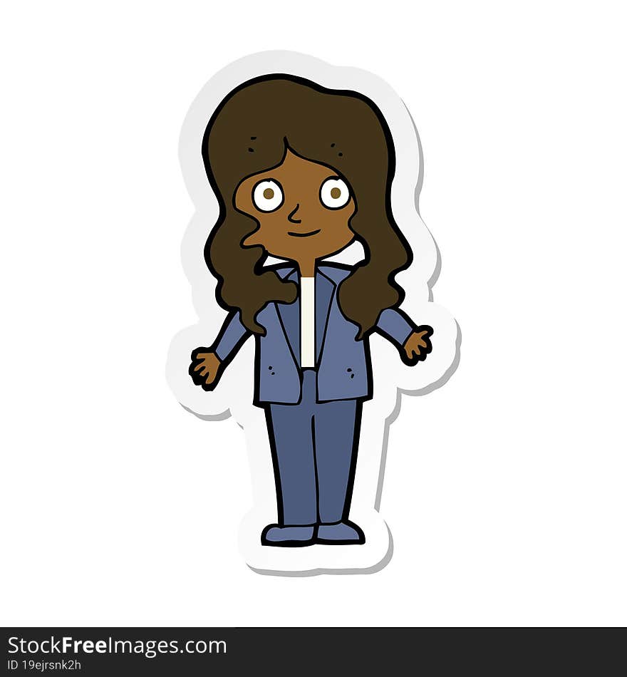 Sticker Of A Cartoon Friendly Business Woman