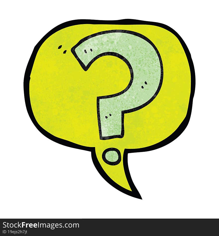 speech bubble textured cartoon question mark