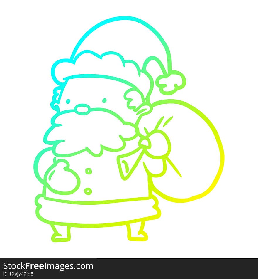 cold gradient line drawing santa claus