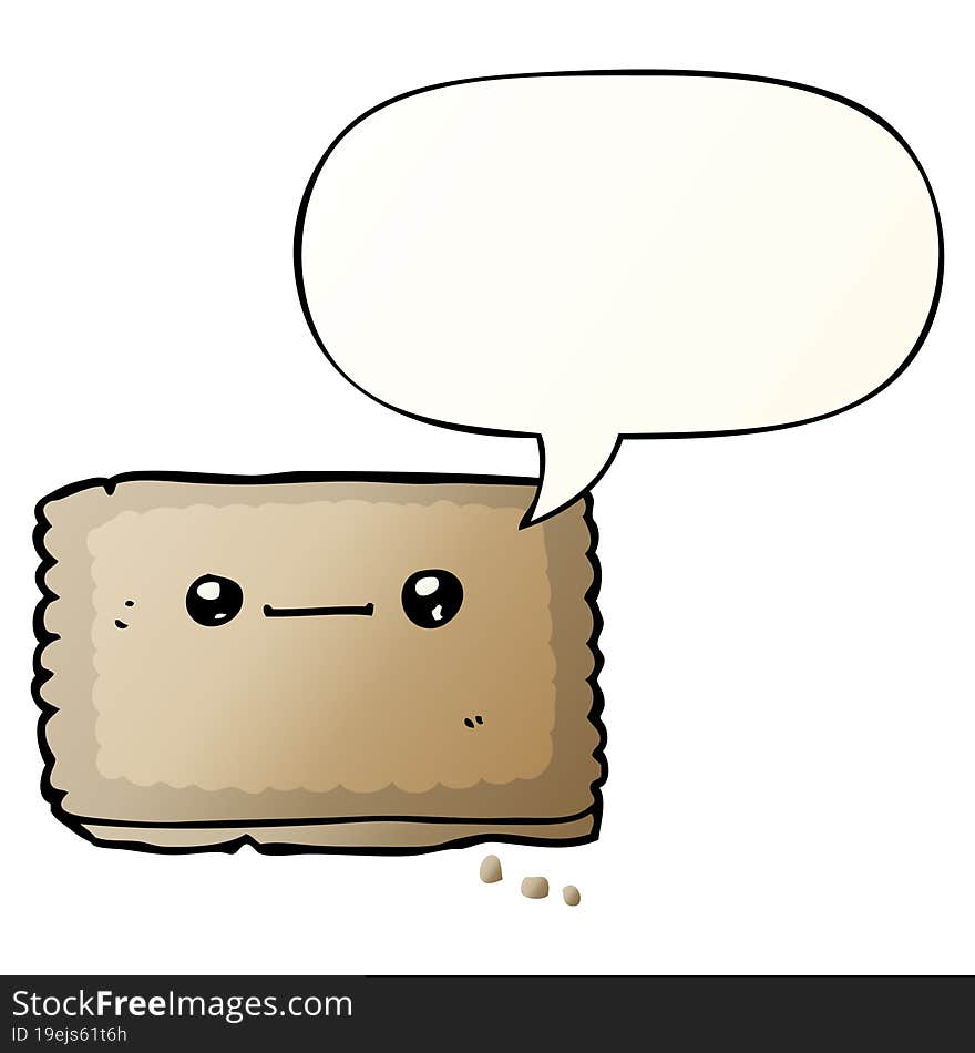 cartoon biscuit and speech bubble in smooth gradient style