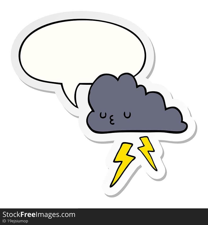 cartoon storm cloud and speech bubble sticker