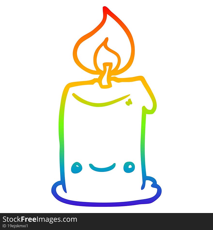 Rainbow Gradient Line Drawing Cartoon Candle