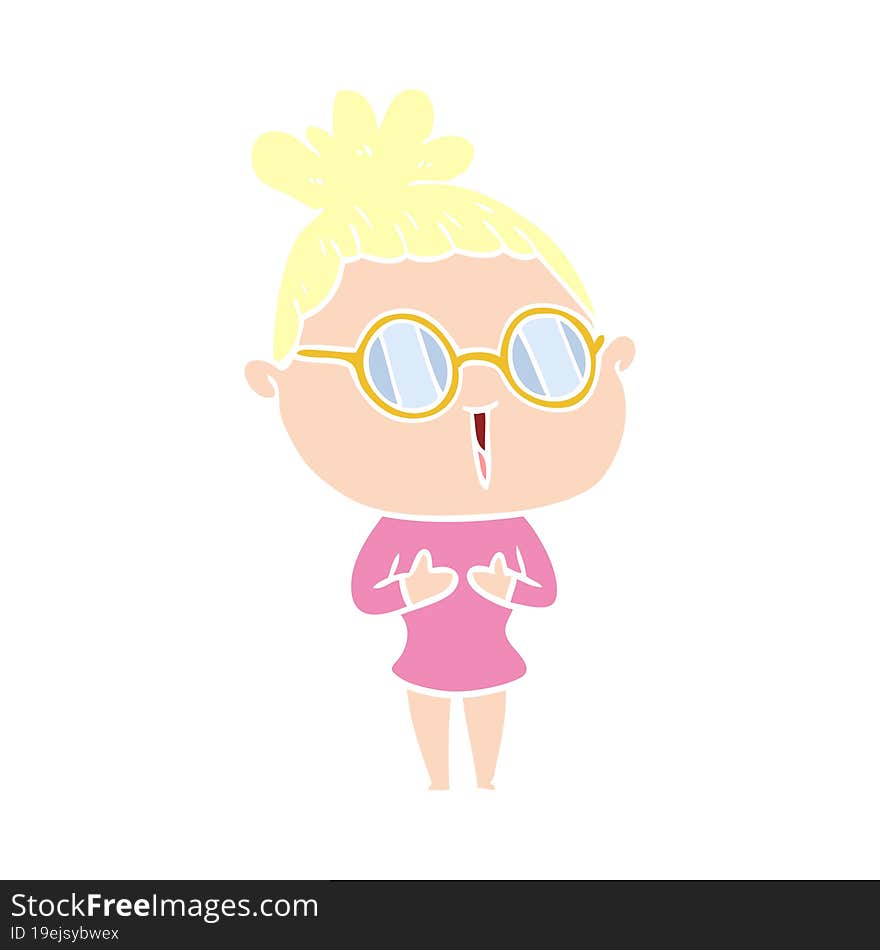 flat color style cartoon woman wearing spectacles