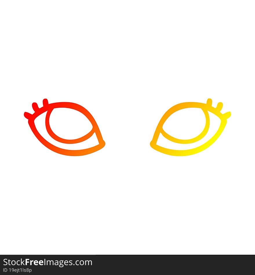 warm gradient line drawing of a cartoon grey eyes