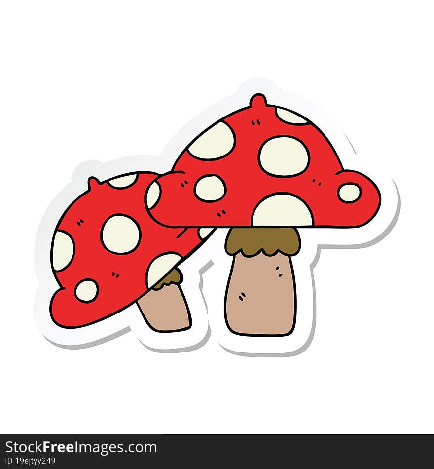 sticker of a quirky hand drawn cartoon toadstools