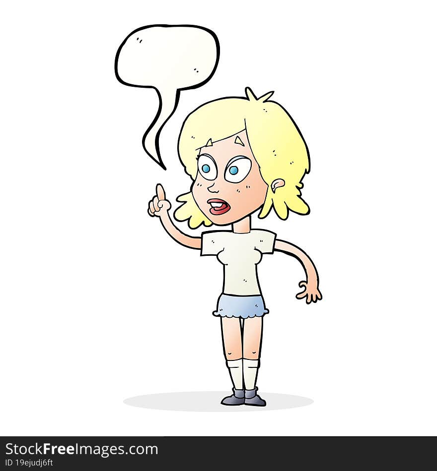 Cartoon Woman Asking Question With Speech Bubble