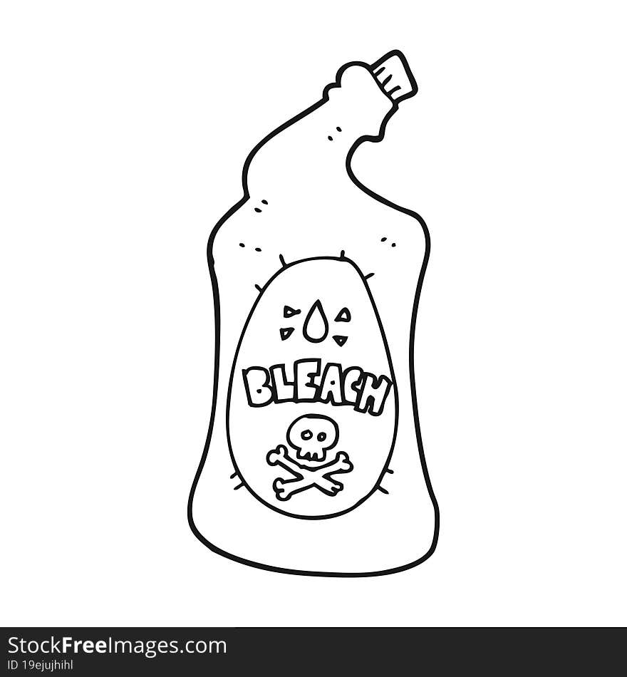 black and white cartoon bleach bottle