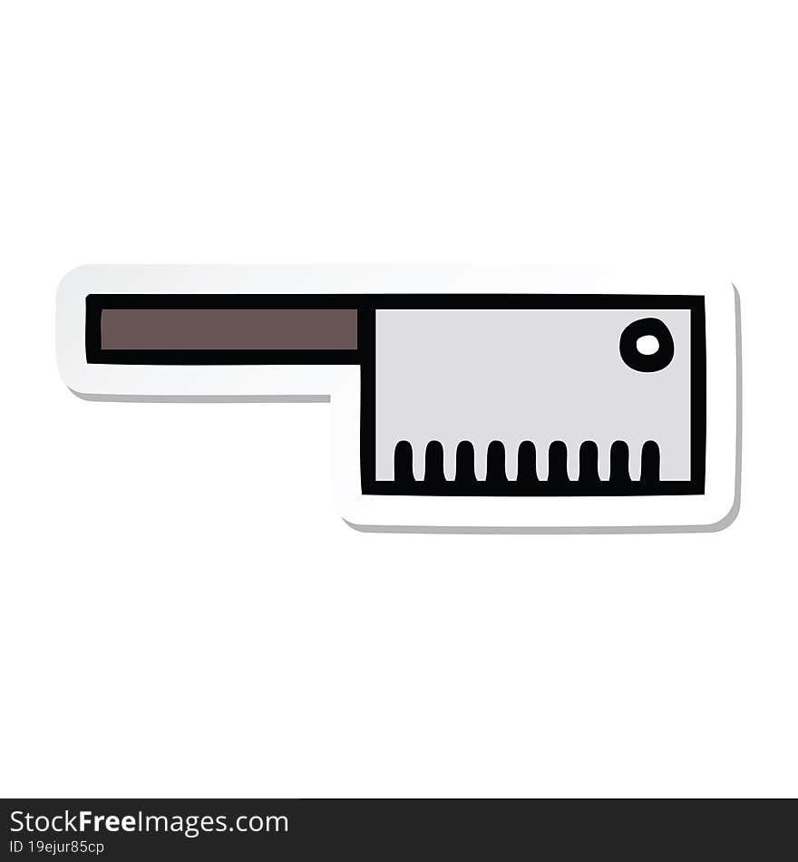 sticker of a cute cartoon butcher knife