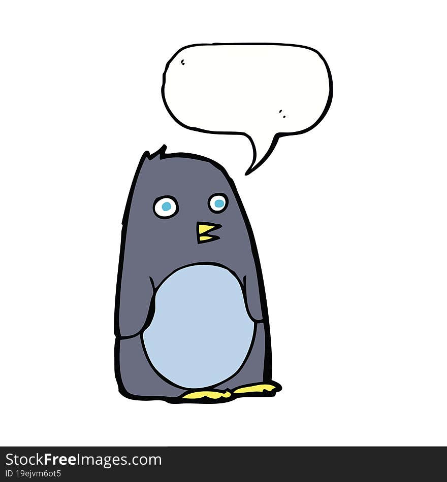 cartoon penguin with speech bubble