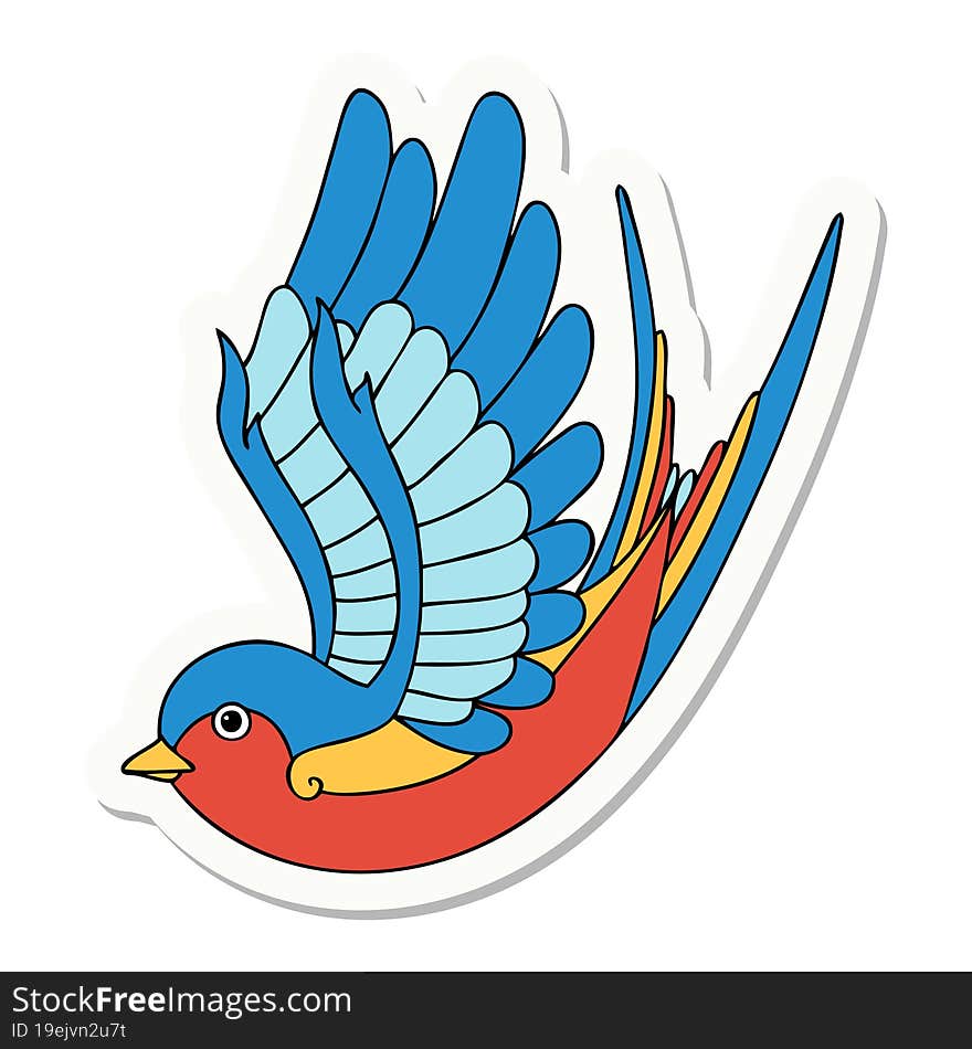 tattoo style sticker of a swallow