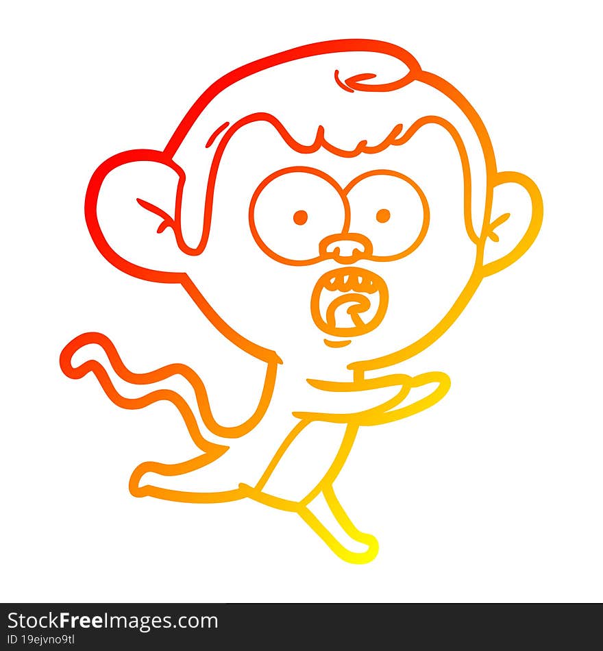 warm gradient line drawing cartoon shocked monkey