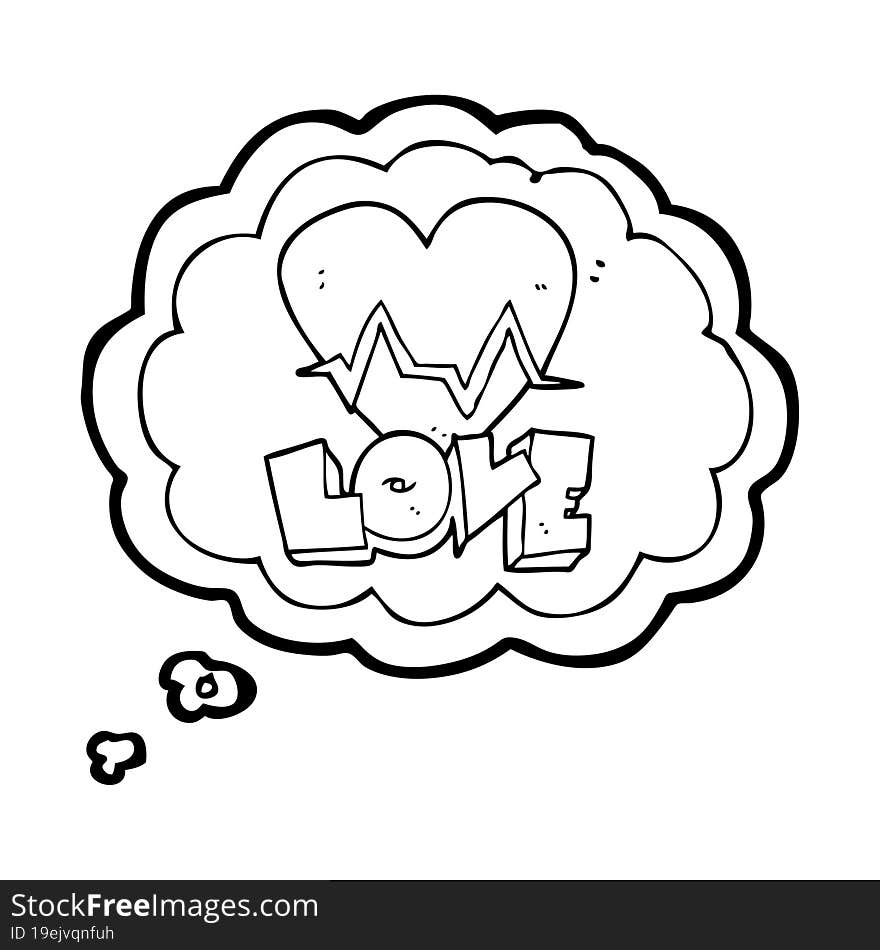 freehand drawn thought bubble cartoon heart rate pulse love symbol