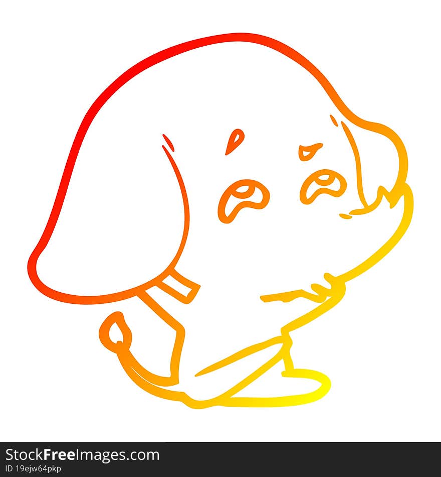 warm gradient line drawing cartoon elephant remembering