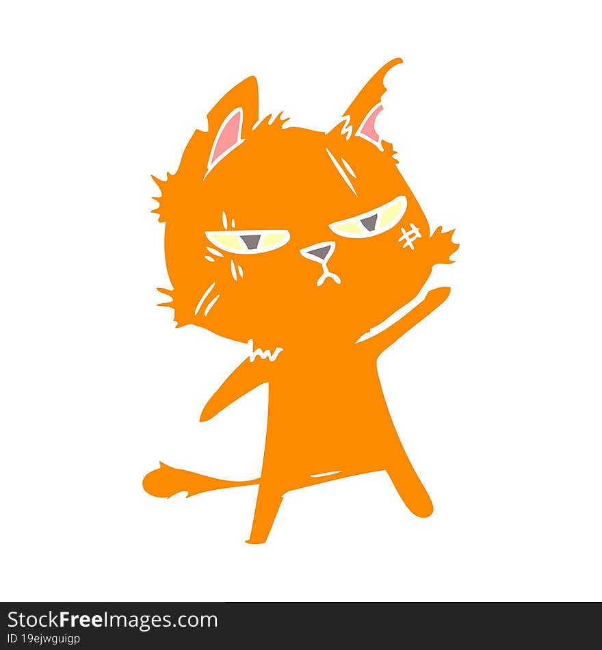 Tough Flat Color Style Cartoon Cat