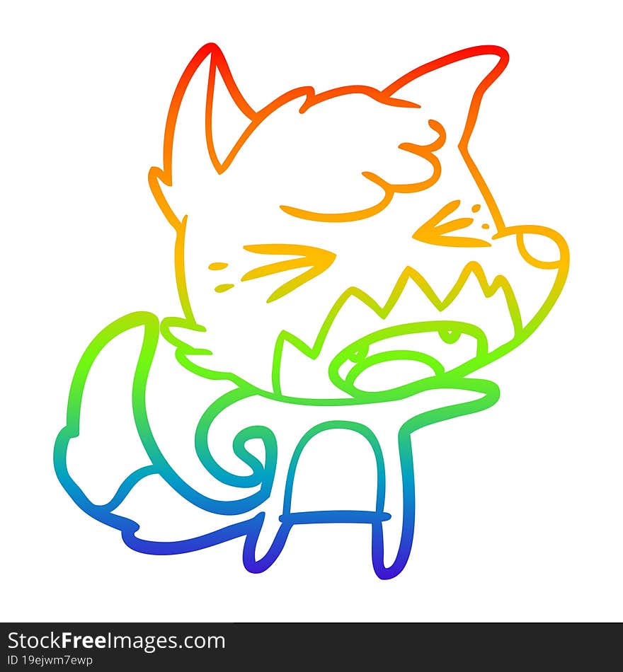 rainbow gradient line drawing angry cartoon fox