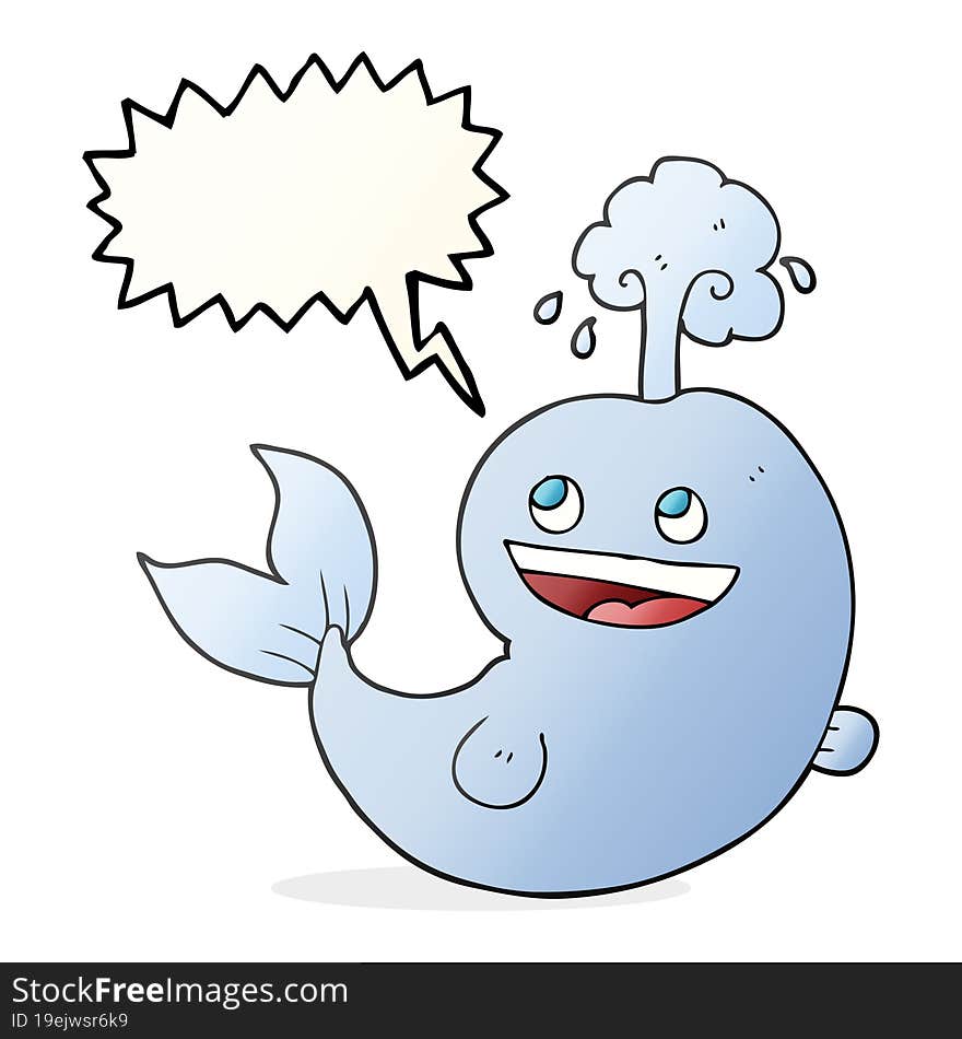 freehand drawn speech bubble cartoon whale spouting water