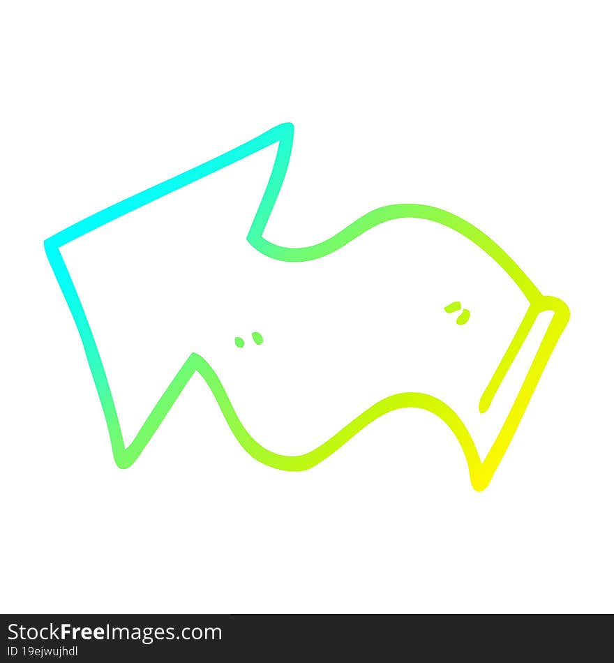 cold gradient line drawing cartoon pointing arrow