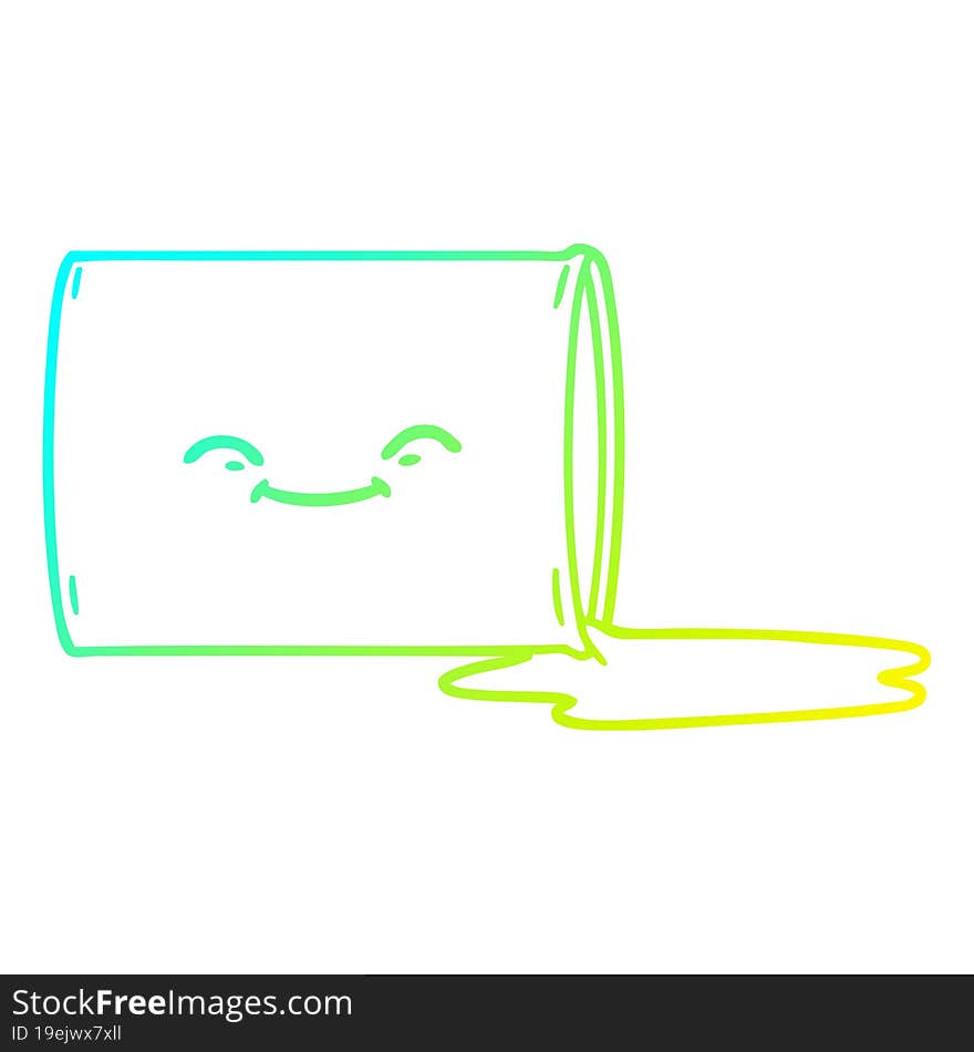 cold gradient line drawing of a cartoon happy oil drum