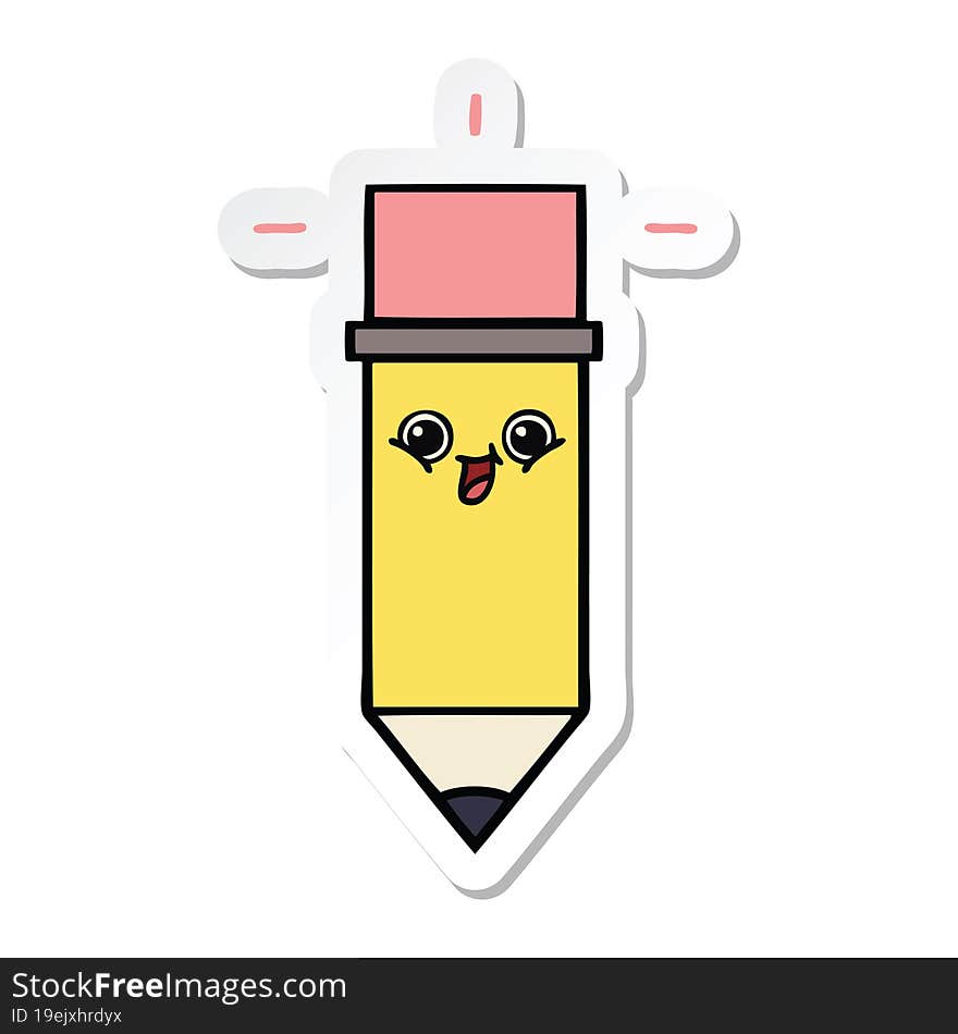 sticker of a cute cartoon pencil