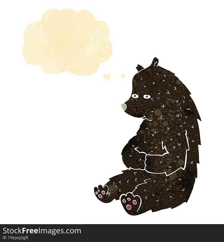 cute cartoon black bear with thought bubble