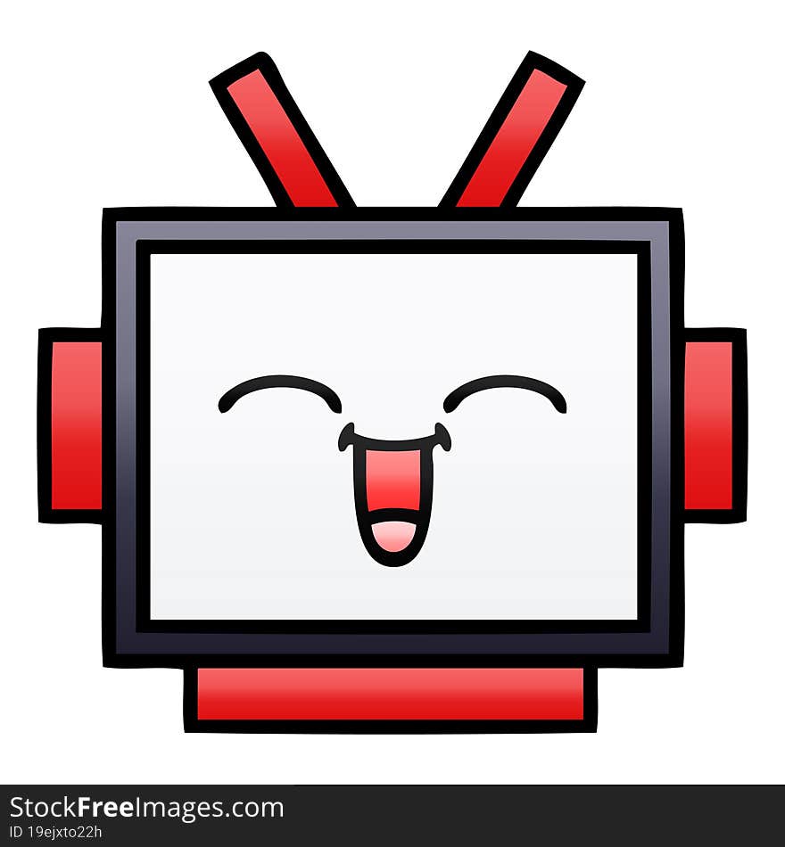 Gradient Shaded Cartoon Robot Head