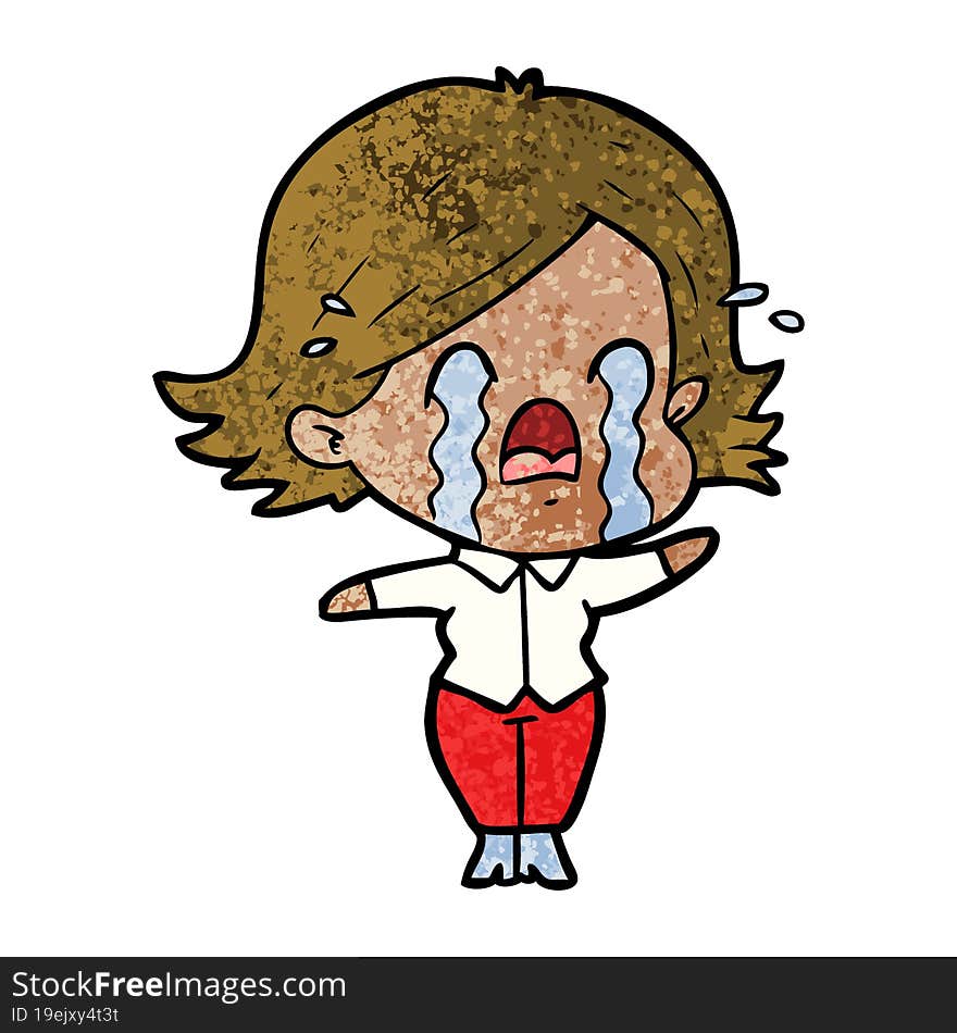 cartoon woman crying. cartoon woman crying