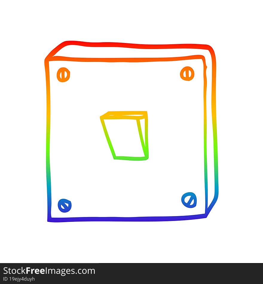 rainbow gradient line drawing of a cartoon light switch